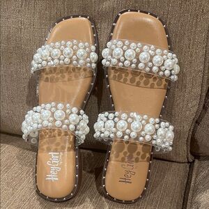 Corkys Pearl Embellished Tan Sandals